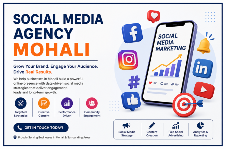 Social Media Agency Mohali offering social media marketing, content creation, paid social advertising, analytics reporting, and brand growth services.